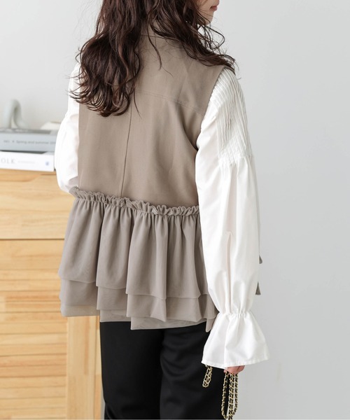 AMELY（エミリー）の「チュールドッキング テーラージレ（ベスト・レディース・ブラウン/ブラック/ベージュ・フリー）」の19枚目の写真