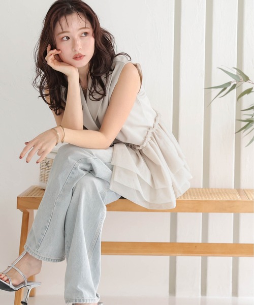 AMELY（エミリー）の「チュールドッキング テーラージレ（ベスト・レディース・ブラウン/ブラック/ベージュ・フリー）」の13枚目の写真