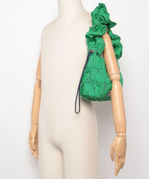 OUTDOOR PRODUCTS(アウトドアプロダクツ)の「(OUTDOOR PRODUCTS)STRIPE FRILL SHOULDER(ショルダーバッグ・レディース・グリーン/ブラック・ONE SIZE)」の20枚目の写真