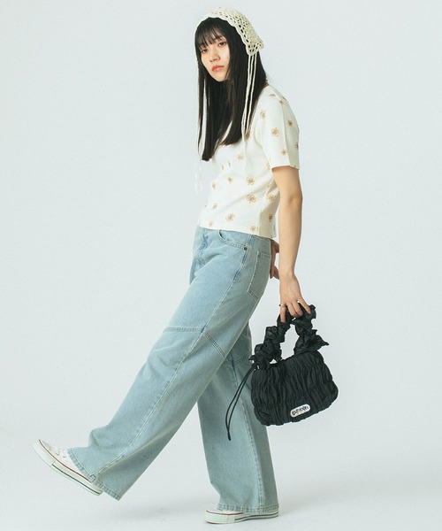 OUTDOOR PRODUCTS(アウトドアプロダクツ)の「(OUTDOOR PRODUCTS)STRIPE FRILL SHOULDER(ショルダーバッグ・レディース・グリーン/ブラック・ONE SIZE)」の9枚目の写真