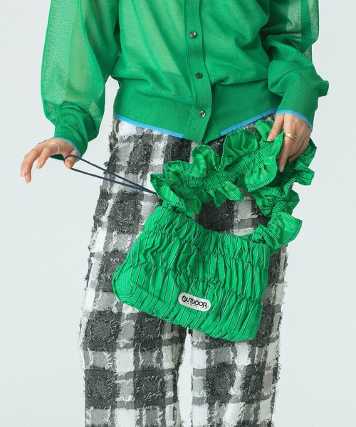 OUTDOOR PRODUCTS(アウトドアプロダクツ)の「(OUTDOOR PRODUCTS)STRIPE FRILL SHOULDER(ショルダーバッグ・レディース・グリーン/ブラック・ONE SIZE)」の10枚目の写真