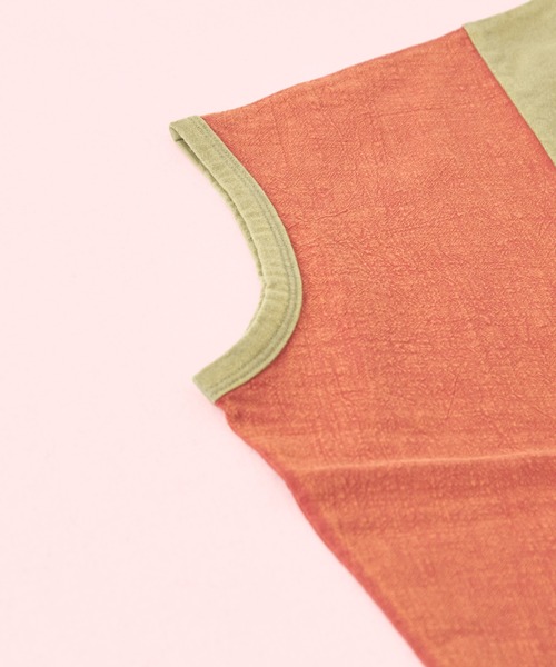 CUBE SUGAR（キューブシュガー）の「パウダー加工異素材切替裾ドロストプルオーバー（Tシャツ/カットソー・レディース・マルチ/スミクロ/サックスブルー/カーキ/レッド・M）」の8枚目の写真