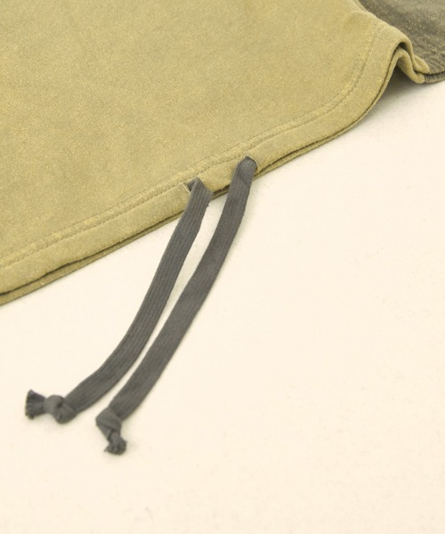 CUBE SUGAR（キューブシュガー）の「パウダー加工異素材切替裾ドロストプルオーバー（Tシャツ/カットソー・レディース・マルチ/スミクロ/サックスブルー/カーキ/レッド・M）」の9枚目の写真