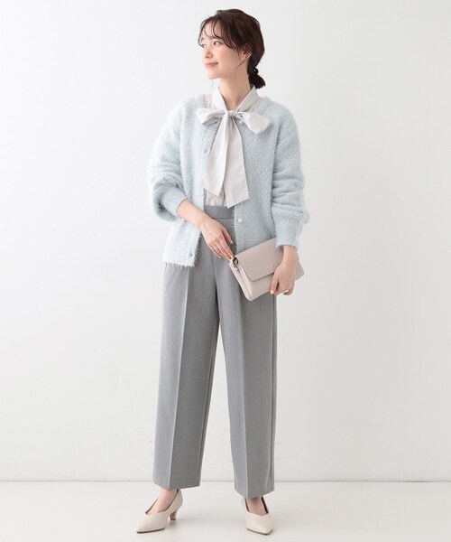 DRESKIP（ドレスキップ）の「【S-LL】ラメフェザー柄編みカーディガン（カーディガン/ボレロ・レディース・ライトベージュ/サックスブルー/ベージュ・04/03/02/01）」の10枚目の写真