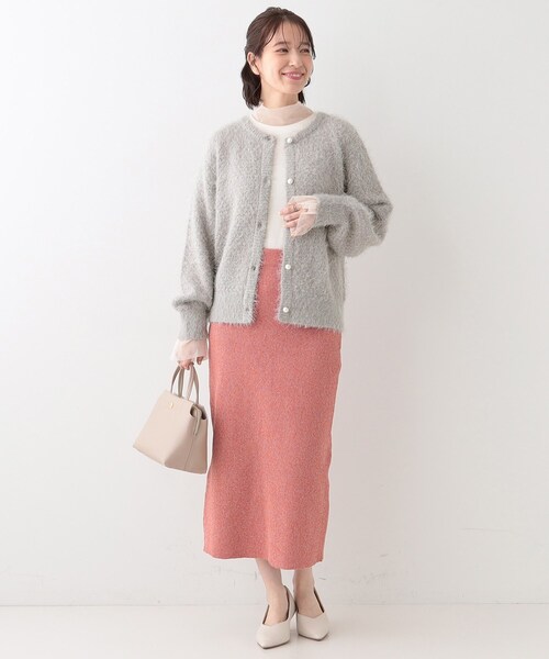 DRESKIP（ドレスキップ）の「【S-LL】ラメフェザー柄編みカーディガン（カーディガン/ボレロ・レディース・ライトベージュ/サックスブルー/ベージュ・04/03/02/01）」の14枚目の写真