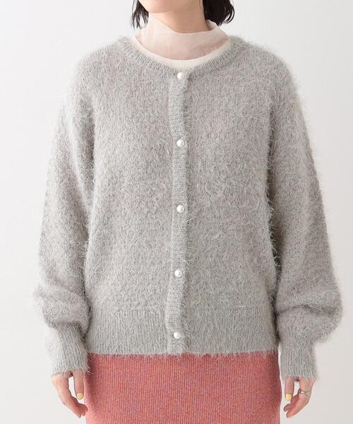 DRESKIP（ドレスキップ）の「【S-LL】ラメフェザー柄編みカーディガン（カーディガン/ボレロ・レディース・ライトベージュ/サックスブルー/ベージュ・04/03/02/01）」の16枚目の写真