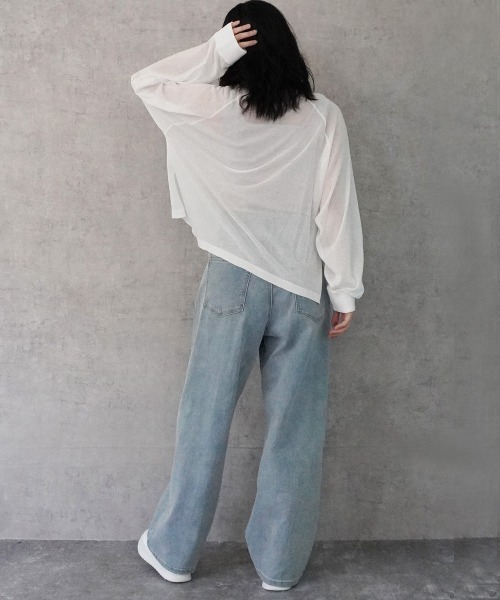SELECT LEVERY(セレクトリベリー)の「配色カラーシアーニット(ニット/セーター・レディース・ブラック/ベージュ/オフホワイト/パープル・MEDIUM/LARGE)」の6枚目の写真
