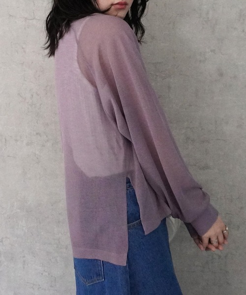 SELECT LEVERY(セレクトリベリー)の「配色カラーシアーニット(ニット/セーター・レディース・ブラック/ベージュ/オフホワイト/パープル・MEDIUM/LARGE)」の16枚目の写真