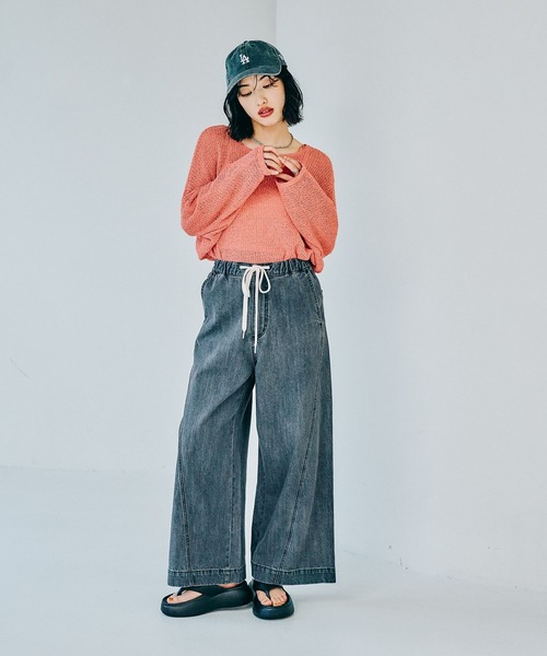 釣り干 セール】5ゲージメッシュドルマンプルオーバー 243143（ニット