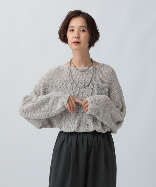 LEPSIM（レプシィム）の「5ゲージメッシュドルマンプルオーバー　243143（ニット/セーター・レディース・ブラック/グレイッシュベージュ/コーラル/ブルーパープル/ホワイト×ブラック/ピンク・FREE）」の9枚目の写真