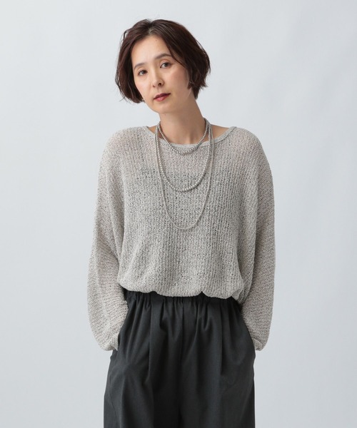 LEPSIM（レプシィム）の「5ゲージメッシュドルマンプルオーバー　243143（ニット/セーター・レディース・ブラック/グレイッシュベージュ/コーラル/ブルーパープル/ホワイト×ブラック/ピンク・FREE）」の10枚目の写真