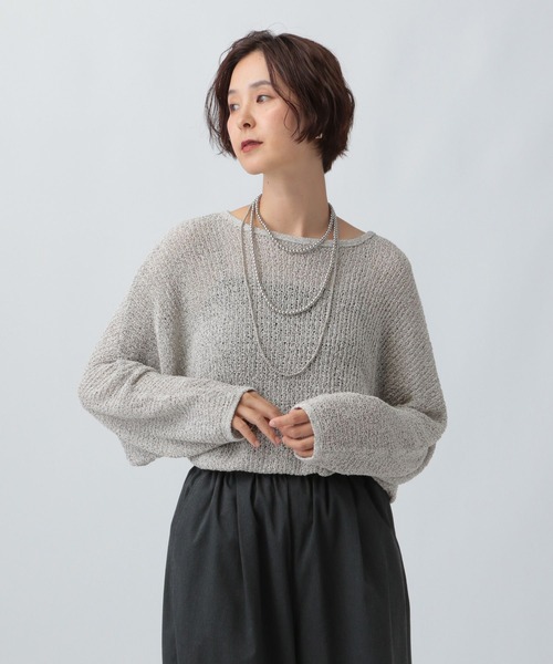 LEPSIM（レプシィム）の「5ゲージメッシュドルマンプルオーバー　243143（ニット/セーター・レディース・ブラック/グレイッシュベージュ/コーラル/ブルーパープル/ホワイト×ブラック/ピンク・FREE）」の11枚目の写真