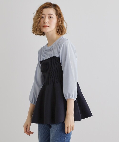 grove（グローブ）の「ニットビスチェドッキングシャツ（Tシャツ/カットソー・レディース・チャコールグレー/ネイビー・02/03/04/01/05）」の2枚目の写真