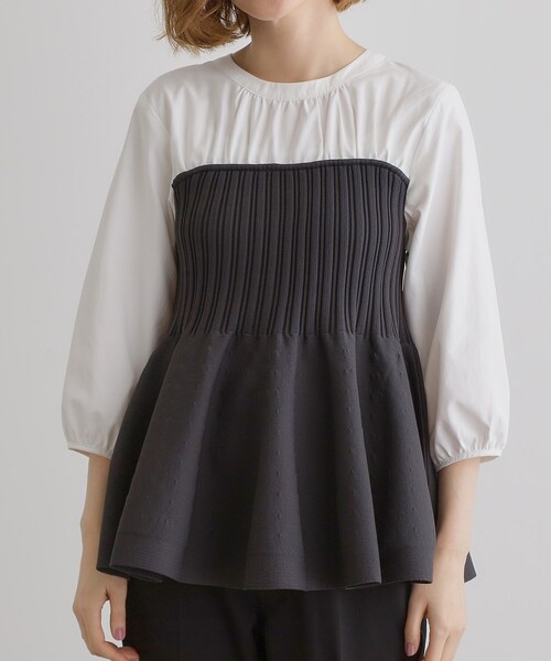 grove（グローブ）の「ニットビスチェドッキングシャツ（Tシャツ/カットソー・レディース・チャコールグレー/ネイビー・02/03/04/01/05）」の11枚目の写真