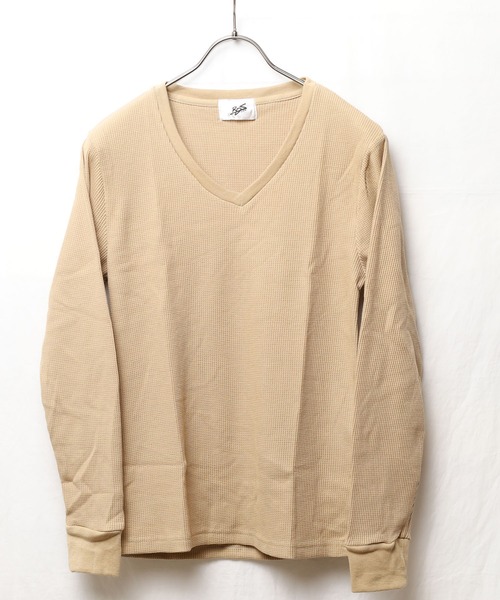 ARCHIVER(アーカイバ)の「【RS】【RDS】Vネックワッフルカットソー(Tシャツ/カットソー・レディース・グレー/ネイビー/ホワイト/ベージュ/カーキ/ブラック/ライトピンク・MEDIUM/X-LARGE/LARGE)」の4枚目の写真