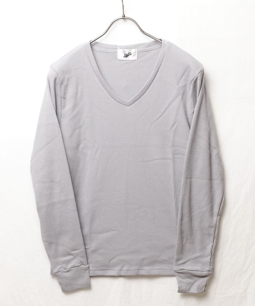 ARCHIVER(アーカイバ)の「【RS】【RDS】Vネックワッフルカットソー(Tシャツ/カットソー・レディース・グレー/ネイビー/ホワイト/ベージュ/カーキ/ブラック/ライトピンク・MEDIUM/X-LARGE/LARGE)」の1枚目の写真