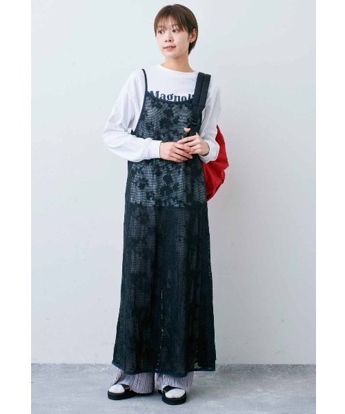 Live in comfort（リブインコンフォート）の「リブ　イン　コンフォート　トレンドライクでおしゃれ見えする　レースのキャミワンピース（ワンピース・レディース・ブラック/アイボリー・M/L/LL/3L/MP/S/4L）」の4枚目の写真