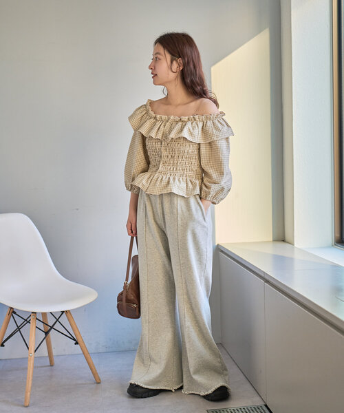 Kastane（カスタネ）の「スウェットフレアパンツ（その他パンツ・レディース・アイボリー/ライトグレー・FREE）」の20枚目の写真