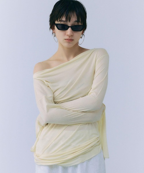 JOSE MOON（ジョゼムーン）の「LONG TOP/ロングトップ（Tシャツ/カットソー・レディース・ベージュ系その他/グリーン/ブラック/サックスブルー/グレー/イエロー系その他・FREE）」の6枚目の写真