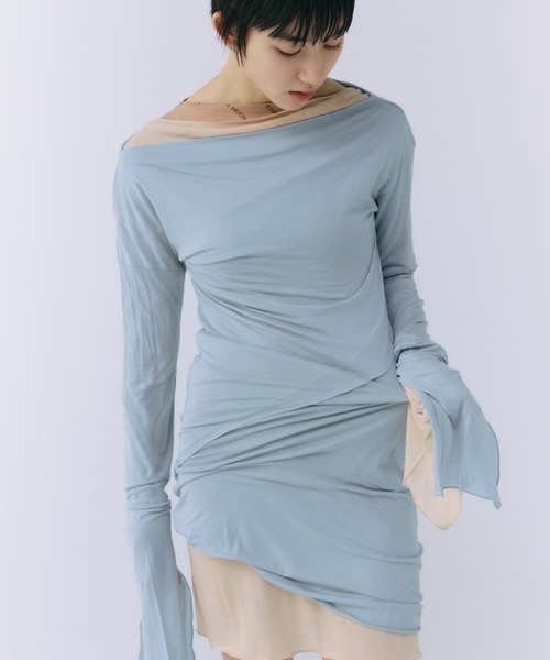 JOSE MOON（ジョゼムーン）の「LONG TOP/ロングトップ（Tシャツ/カットソー・レディース・ベージュ系その他/グリーン/ブラック/サックスブルー/グレー/イエロー系その他・FREE）」の14枚目の写真