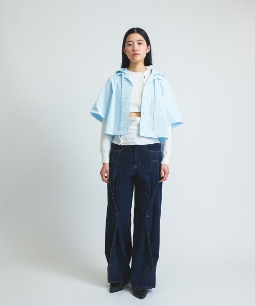 セール】open collar hoodie shirt（シャツ/ブラウス）｜soduk