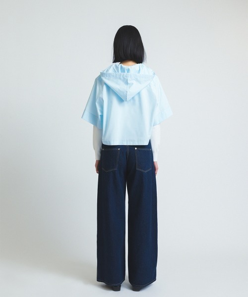 soduk(スドーク)の「open collar hoodie shirt(シャツ/ブラウス・レディース・ブルー・ONE SIZE)」の4枚目の写真