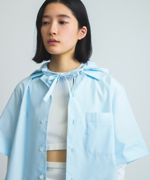 セール】open collar hoodie shirt（シャツ/ブラウス）｜soduk