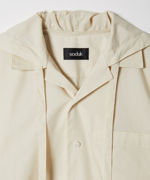 セール】open collar hoodie shirt（シャツ/ブラウス）｜soduk