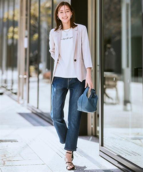 7days Life Styling（セブンデイズライフスタイリング）の「【選べるノーカラー/テーラード】洗える麻調合繊７分袖ストレッチジャケット（接触冷感・防しわ・ストレッチ・UVカット）（テーラードジャケット・レディース・ライトグレー系/ネイビー系/ベージュ系/ネイビー系1/ライトグレー系1/ベージュ系1・LL/L/M/S/3L）」の17枚目の写真