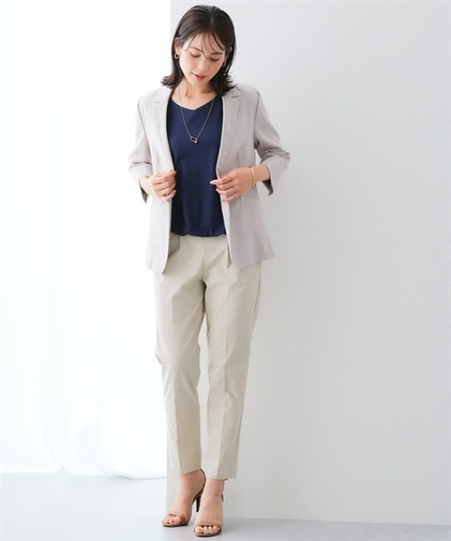 7days Life Styling（セブンデイズライフスタイリング）の「【選べるノーカラー/テーラード】洗える麻調合繊７分袖ストレッチジャケット（接触冷感・防しわ・ストレッチ・UVカット）（テーラードジャケット・レディース・ライトグレー系/ネイビー系/ベージュ系/ネイビー系1/ライトグレー系1/ベージュ系1・LL/L/M/S/3L）」の20枚目の写真