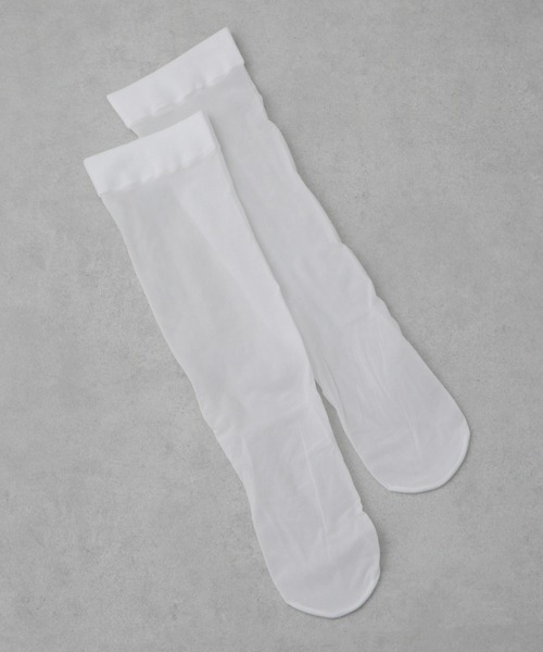 MARCOMONDE(マルコモンド)の「MARCOMONDE/sheer high socks 18D(ソックス/靴下・レディース・ブラック/ホワイト・1)」の1枚目の写真