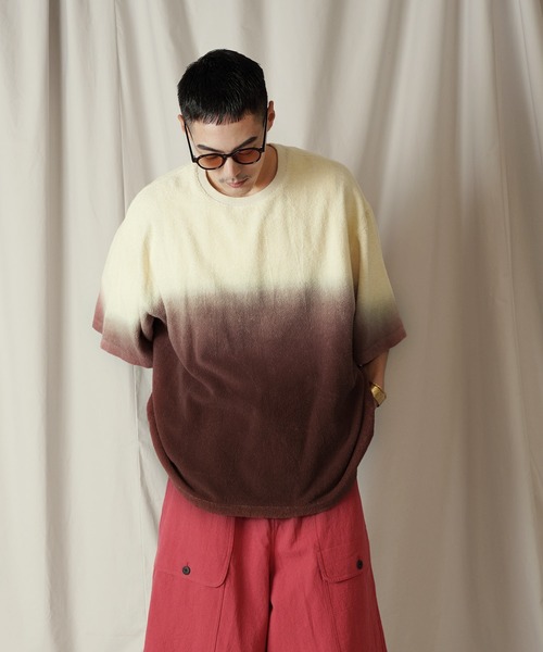 Aphlotus（アプロタス）の「グラデーション ダイ H/S パイルクルーネック カットソー（Tシャツ/カットソー・メンズ・ブラウン/ネイビー・LARGE/MEDIUM/SMALL）」の6枚目の写真