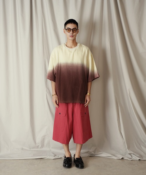 Aphlotus（アプロタス）の「グラデーション ダイ H/S パイルクルーネック カットソー（Tシャツ/カットソー・メンズ・ブラウン/ネイビー・LARGE/MEDIUM/SMALL）」の8枚目の写真
