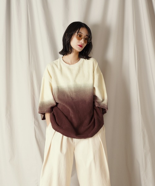Aphlotus（アプロタス）の「グラデーション ダイ H/S パイルクルーネック カットソー（Tシャツ/カットソー・メンズ・ブラウン/ネイビー・LARGE/MEDIUM/SMALL）」の12枚目の写真