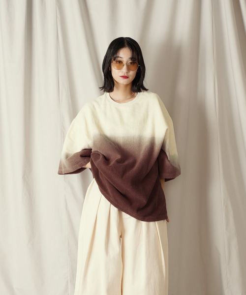Aphlotus（アプロタス）の「グラデーション ダイ H/S パイルクルーネック カットソー（Tシャツ/カットソー・メンズ・ブラウン/ネイビー・LARGE/MEDIUM/SMALL）」の15枚目の写真