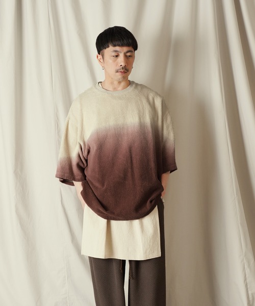 Aphlotus（アプロタス）の「グラデーション ダイ H/S パイルクルーネック カットソー（Tシャツ/カットソー・メンズ・ブラウン/ネイビー・LARGE/MEDIUM/SMALL）」の21枚目の写真