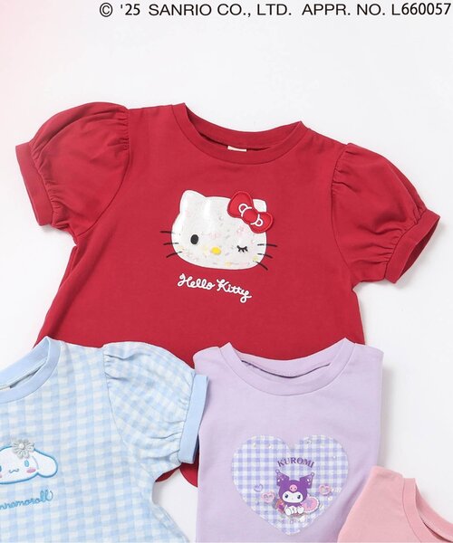 sanrio（サンリオ）の「【サンリオキャラクターズ】スカラップTシャツ（Tシャツ/カットソー・キッズ・ピンク/レッド/チェック/ラベンダー・80/90/100/110/120/130/140）」の3枚目の写真