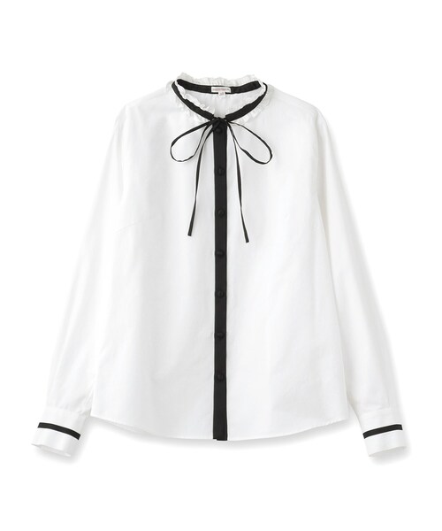 DRESSTERIOR（ドレステリア）の「◆【洗える/コットン】フリルネックツイルブラウス（シャツ/ブラウス・レディース・ホワイト・38/36/34）」の2枚目の写真