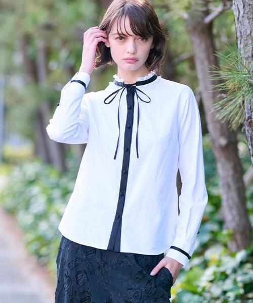 DRESSTERIOR（ドレステリア）の「◆【洗える/コットン】フリルネックツイルブラウス（シャツ/ブラウス・レディース・ホワイト・38/36/34）」の5枚目の写真