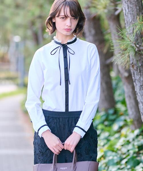 DRESSTERIOR（ドレステリア）の「◆【洗える/コットン】フリルネックツイルブラウス（シャツ/ブラウス・レディース・ホワイト・38/36/34）」の7枚目の写真