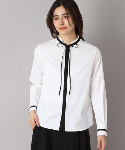 DRESSTERIOR（ドレステリア）の「◆【洗える/コットン】フリルネックツイルブラウス（シャツ/ブラウス・レディース・ホワイト・38/36/34）」の10枚目の写真