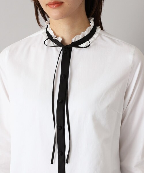 DRESSTERIOR（ドレステリア）の「◆【洗える/コットン】フリルネックツイルブラウス（シャツ/ブラウス・レディース・ホワイト・38/36/34）」の13枚目の写真