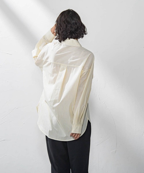 la.f…(ラエフ)の「【WEB限定】ストライプブラウス≪洗濯機で洗える≫(シャツ/ブラウス・レディース・ブルー系その他/ダークネイビー/イエロー系その他・9号)」の8枚目の写真