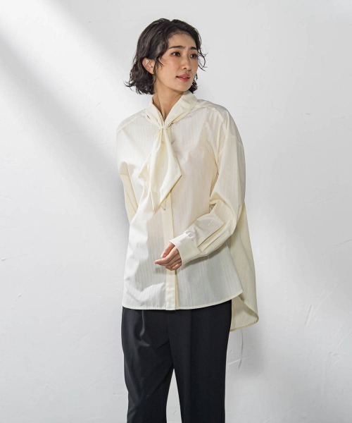la.f…(ラエフ)の「【WEB限定】ストライプブラウス≪洗濯機で洗える≫(シャツ/ブラウス・レディース・ブルー系その他/ダークネイビー/イエロー系その他・9号)」の7枚目の写真