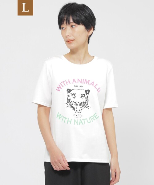 EVEX by KRIZIA(エヴェックスバイクリツィア)の「【L】【カタログ掲載品】【ウォッシャブル】アニマルロゴプリントカットソー(Tシャツ/カットソー・レディース・ピンク系その他2/グリーン/オフホワイト/チャコールグレー・46/44)」の1枚目の写真