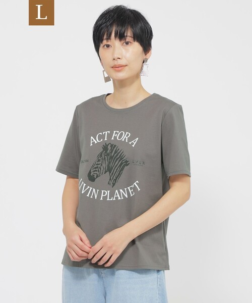 EVEX by KRIZIA(エヴェックスバイクリツィア)の「【L】【カタログ掲載品】【ウォッシャブル】アニマルロゴプリントカットソー(Tシャツ/カットソー・レディース・ピンク系その他2/グリーン/オフホワイト/チャコールグレー・46/44)」の2枚目の写真
