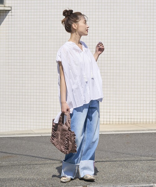 FREAK'S STORE(フリークスストア)の「限定展開 インド ボイル スキッパー ノースリーブ ブラウス(シャツ/ブラウス・レディース・オフホワイト/ブルー/ブラック/レッド/モカ/イエロー・フリ-)」の11枚目の写真
