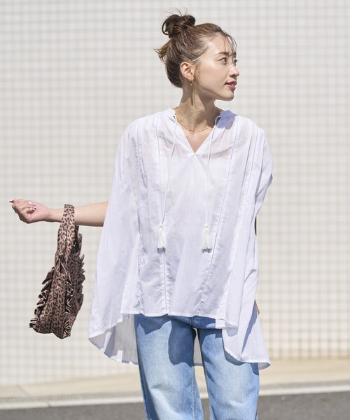 FREAK'S STORE(フリークスストア)の「限定展開 インド ボイル スキッパー ノースリーブ ブラウス(シャツ/ブラウス・レディース・オフホワイト/ブルー/ブラック/レッド/モカ/イエロー・フリ-)」の16枚目の写真
