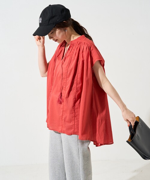 FREAK'S STORE(フリークスストア)の「限定展開 インド ボイル スキッパー ノースリーブ ブラウス(シャツ/ブラウス・レディース・オフホワイト/ブルー/ブラック/レッド/モカ/イエロー・フリ-)」の20枚目の写真