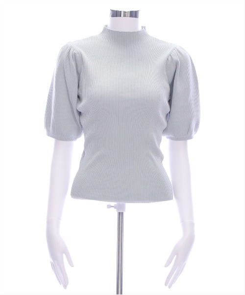 CLEAR BASIC（クリアベーシック）の「パフスリーブ半袖リブニットトップス[フェミニン パフスリーブ 骨格ウェーブ]≪SS新作≫（ニット/セーター・レディース・ピンク/オフホワイト/ラベンダー/グレー系その他/ブラック/ボルドー/ブラウン・F）」の8枚目の写真